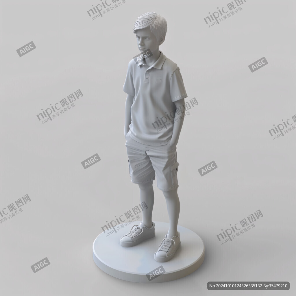 小男生雕塑