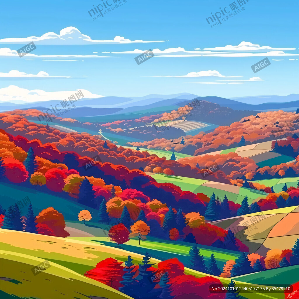 秋天风景插画