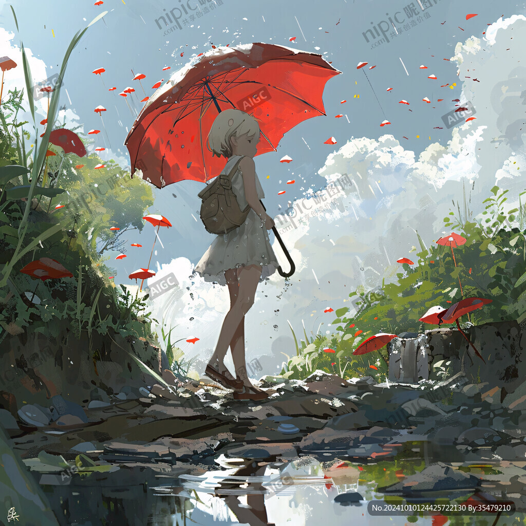 撑伞的少女