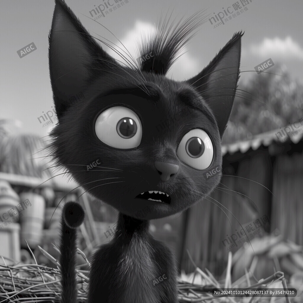 小黑猫插画
