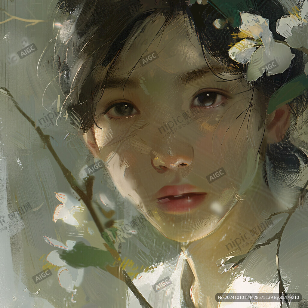 AI创作图厚涂少女 雏菊少女插画 唯美少女与花系列 数字肖像插画 绘画美女插画 数字美女插画 写实人物绘画 厚涂头像 写实唯美插画 少女与花 ...