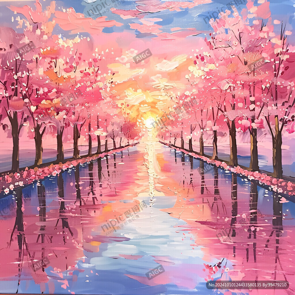 夕阳樱花林