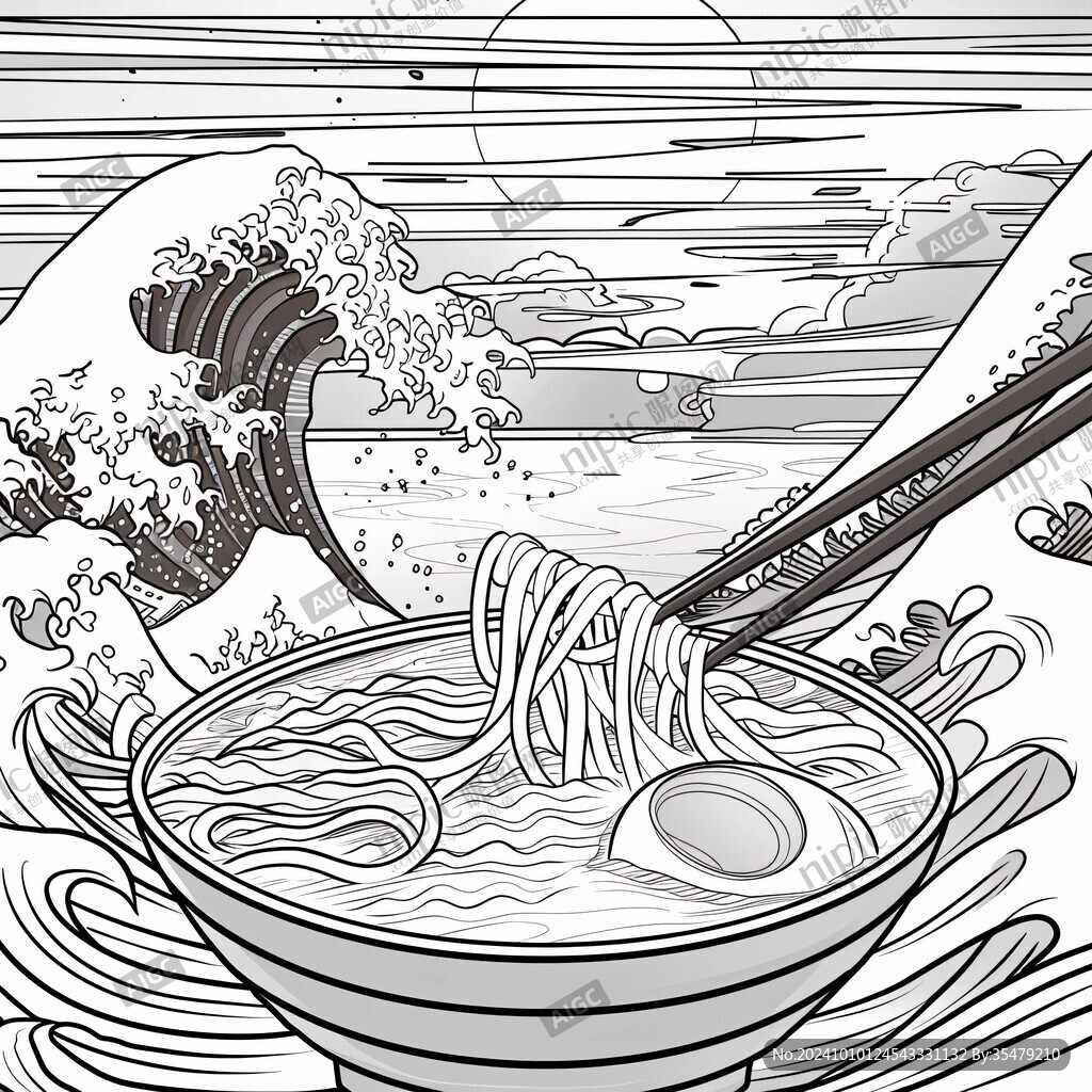 国潮面条插画
