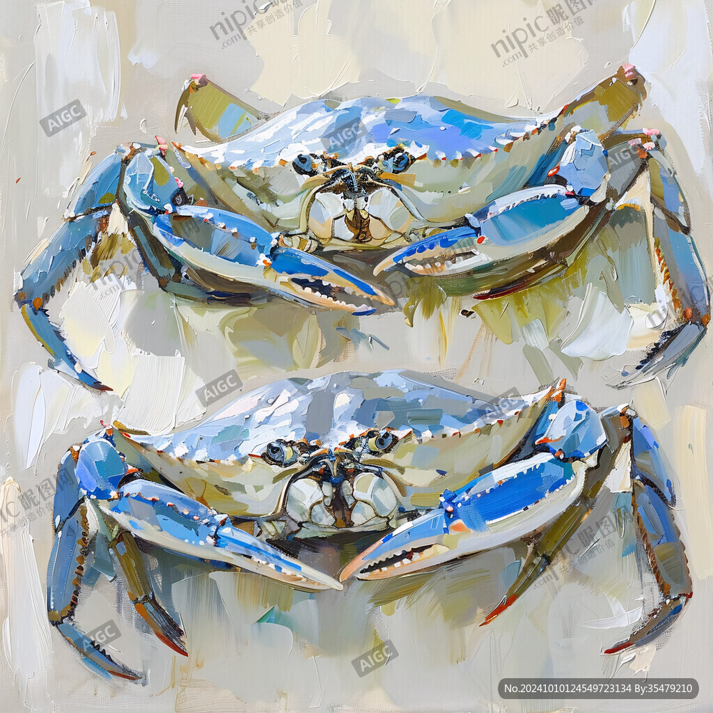 手绘梭子蟹插画
