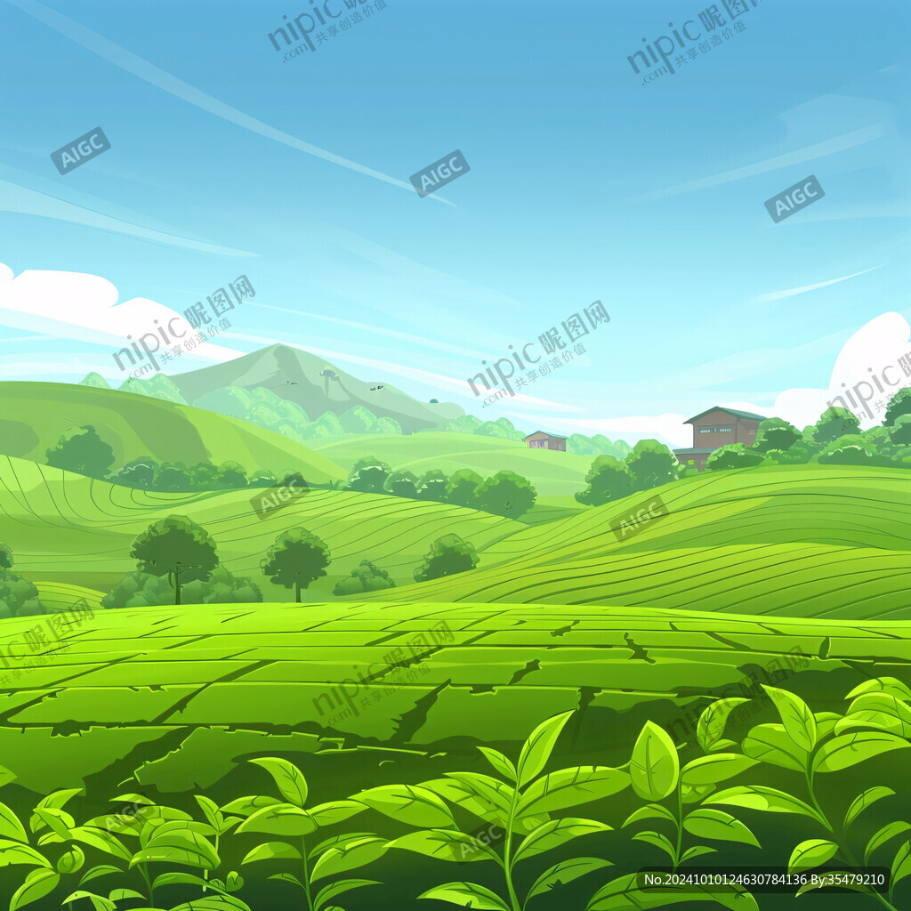 茶园风景插画