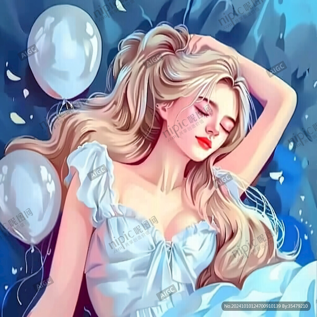 东方睡眠女子插画