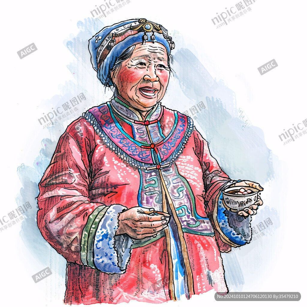 地主婆形象绘画