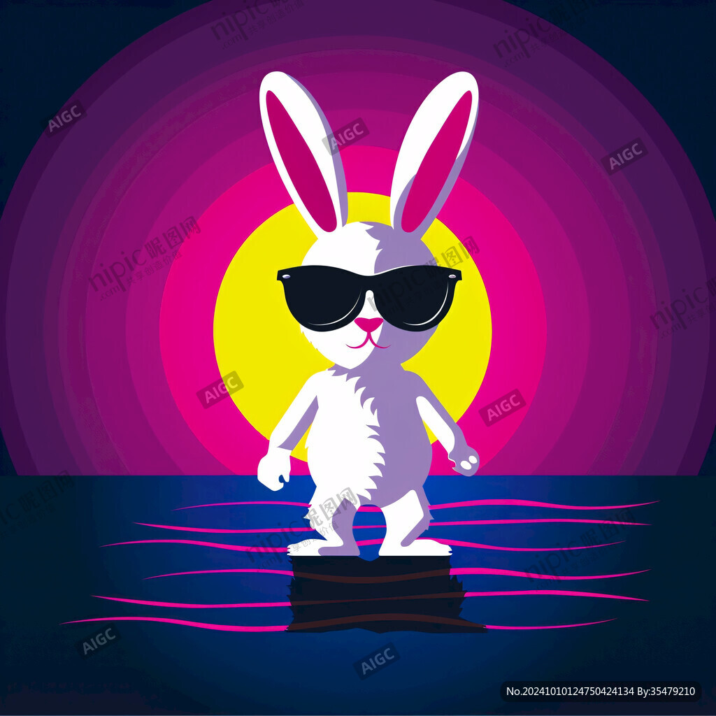 兔子潮流墨镜插画