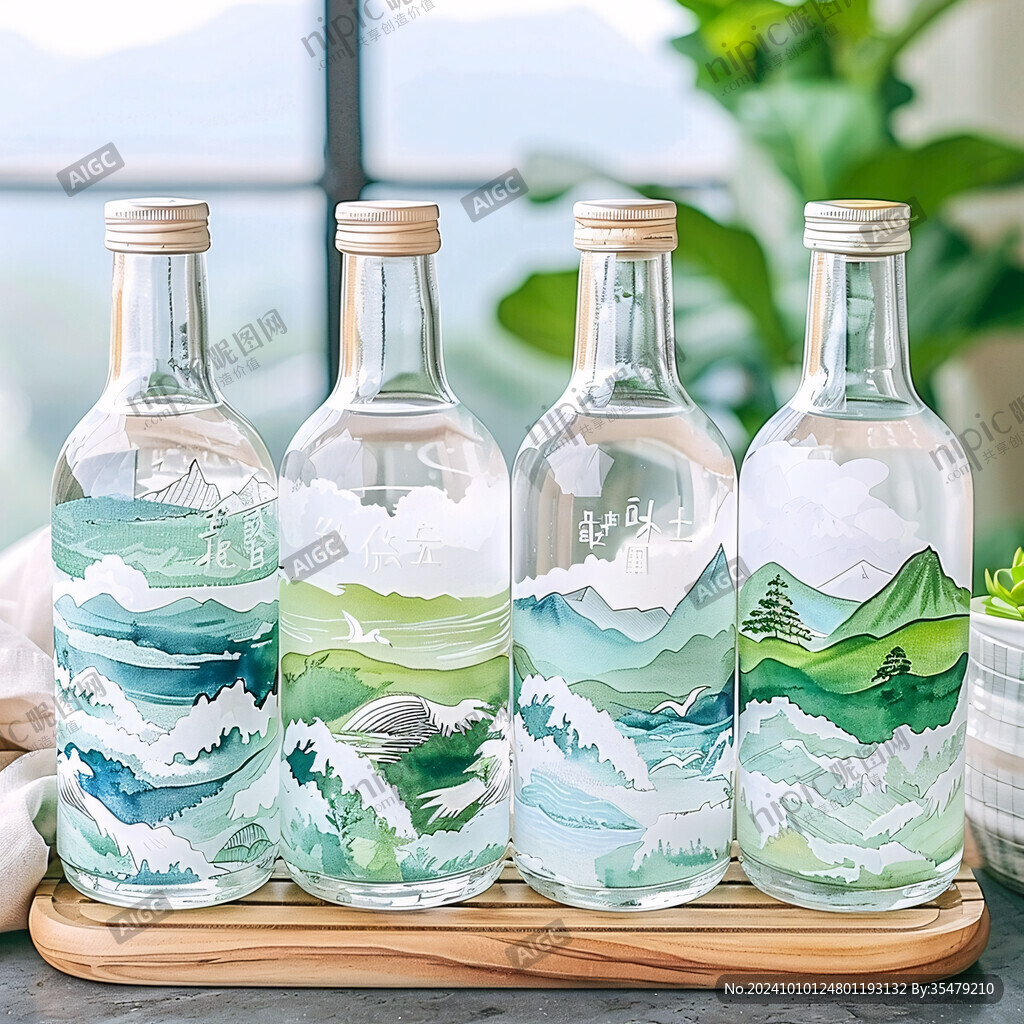 矿泉水包装插画