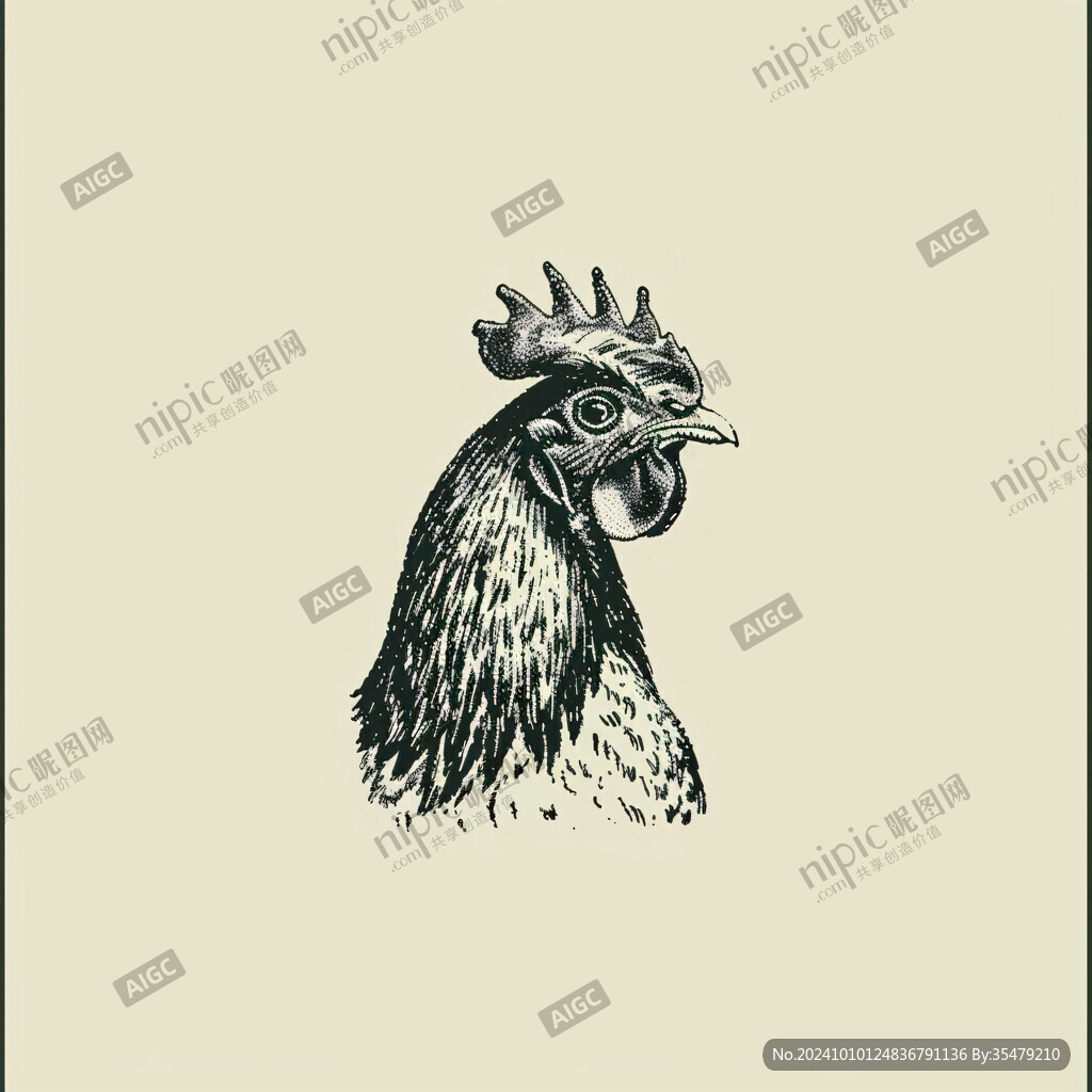 手绘公鸡插画