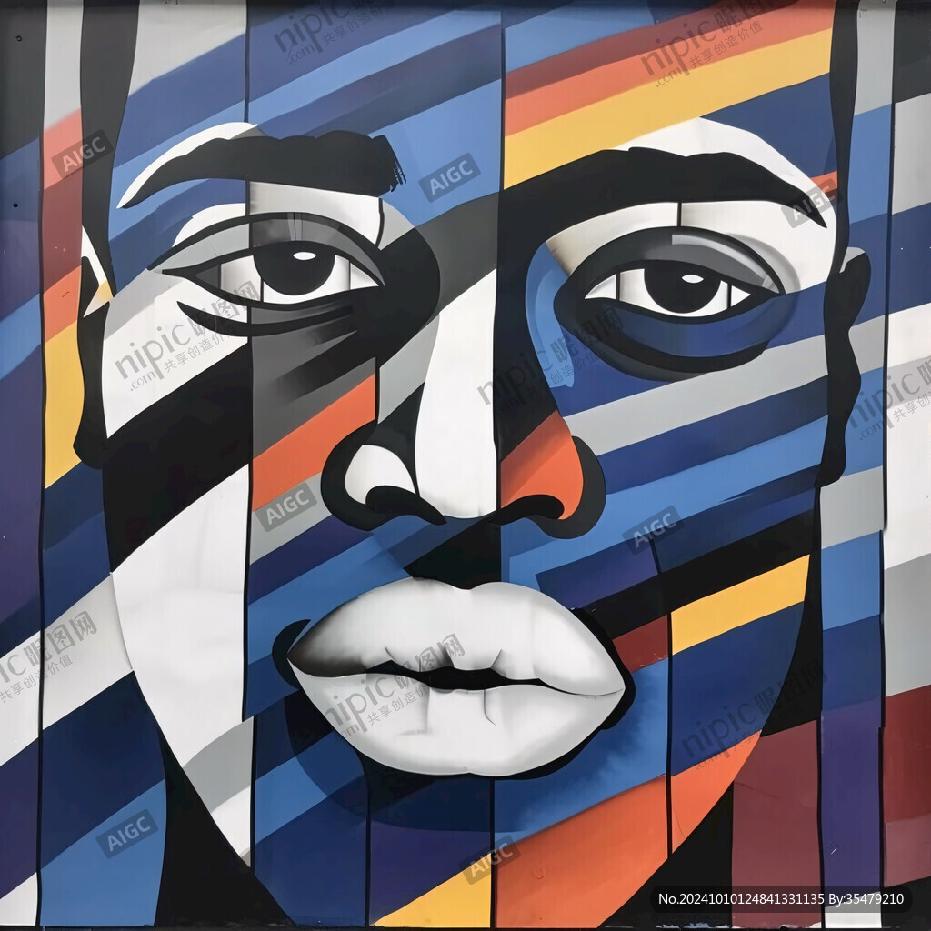 人脸色块拼接装饰画