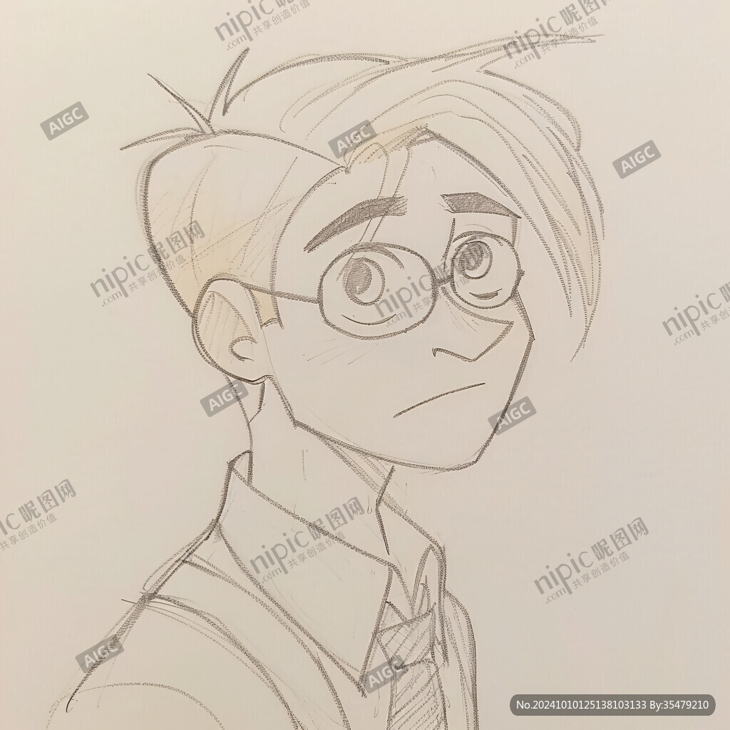 眼镜男子简笔画