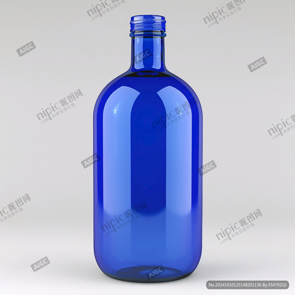 蓝色渐变透明酒瓶