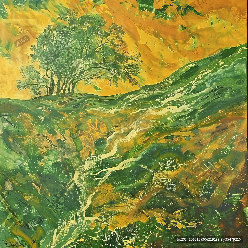 高空府视森林抽像画