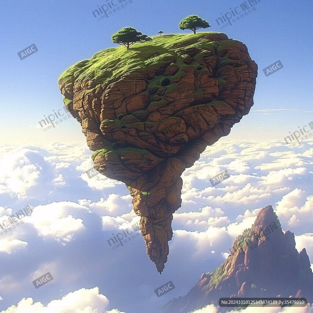 3d云海悬浮小岛