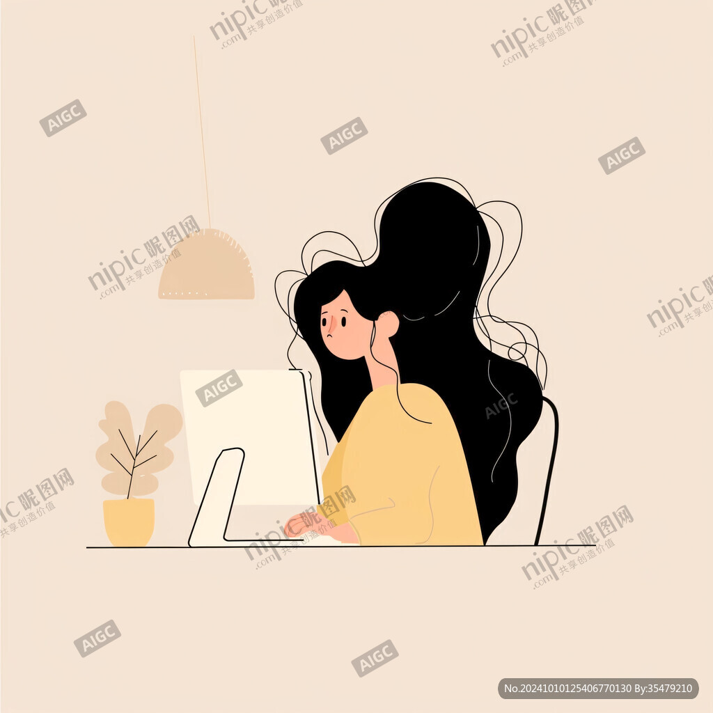 女生工作插画