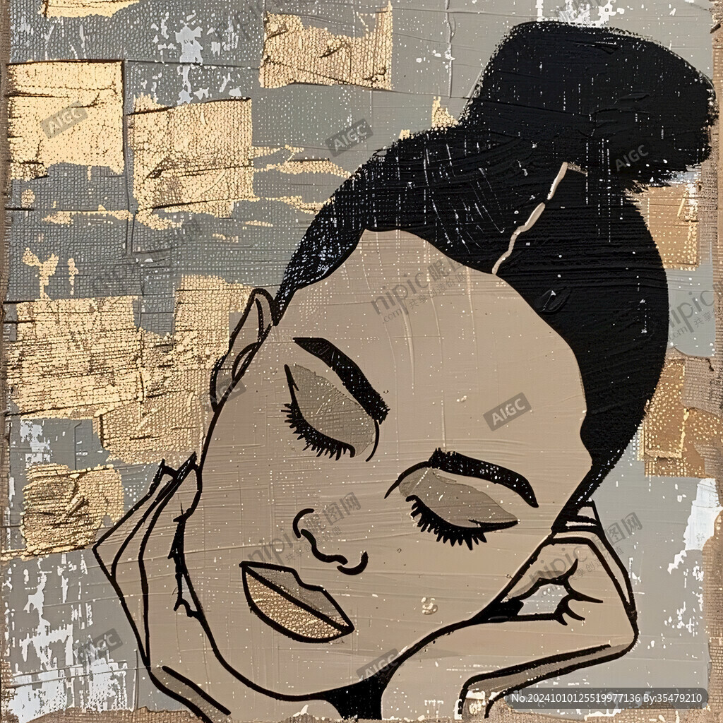 人脸色块拼接装饰画