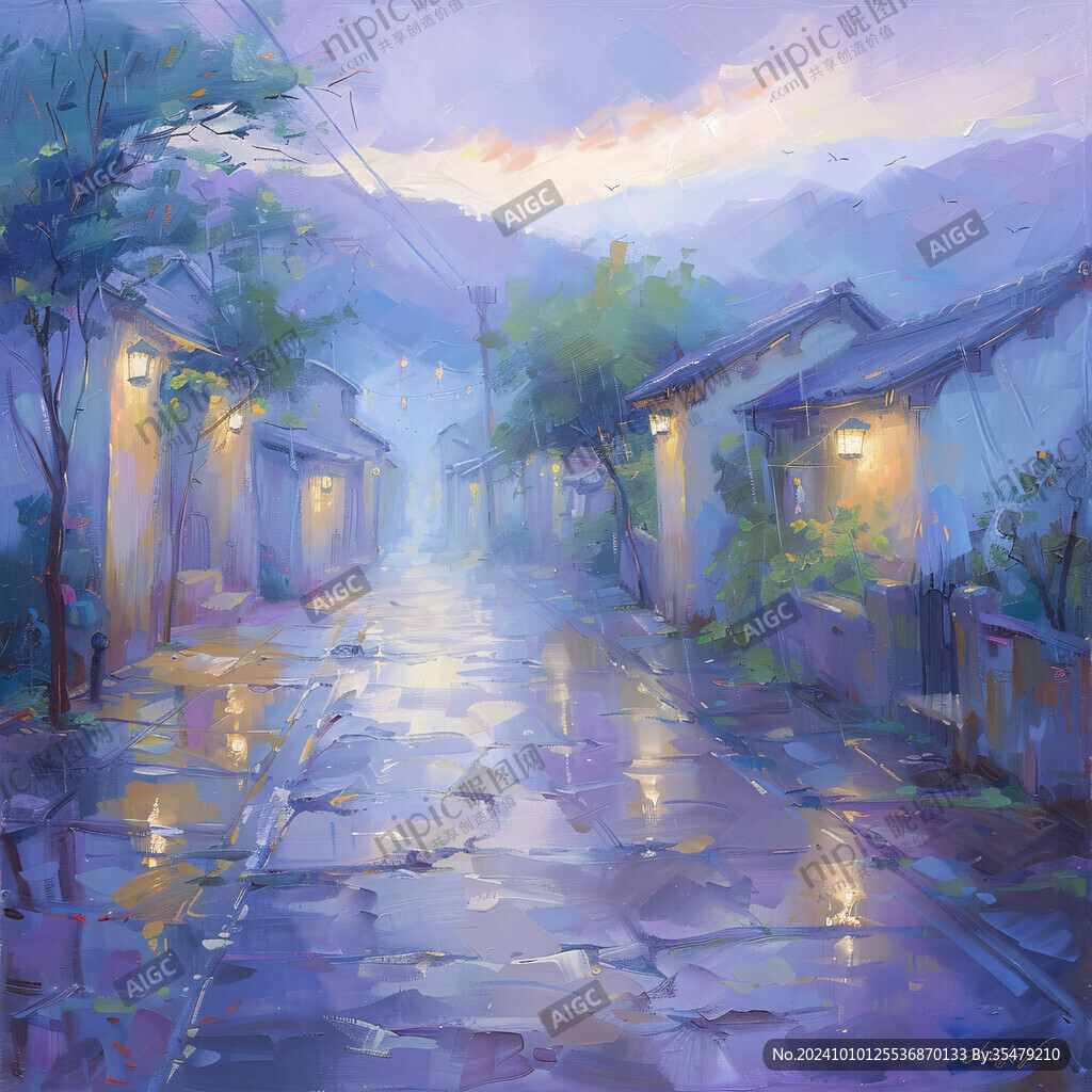 雨巷插画