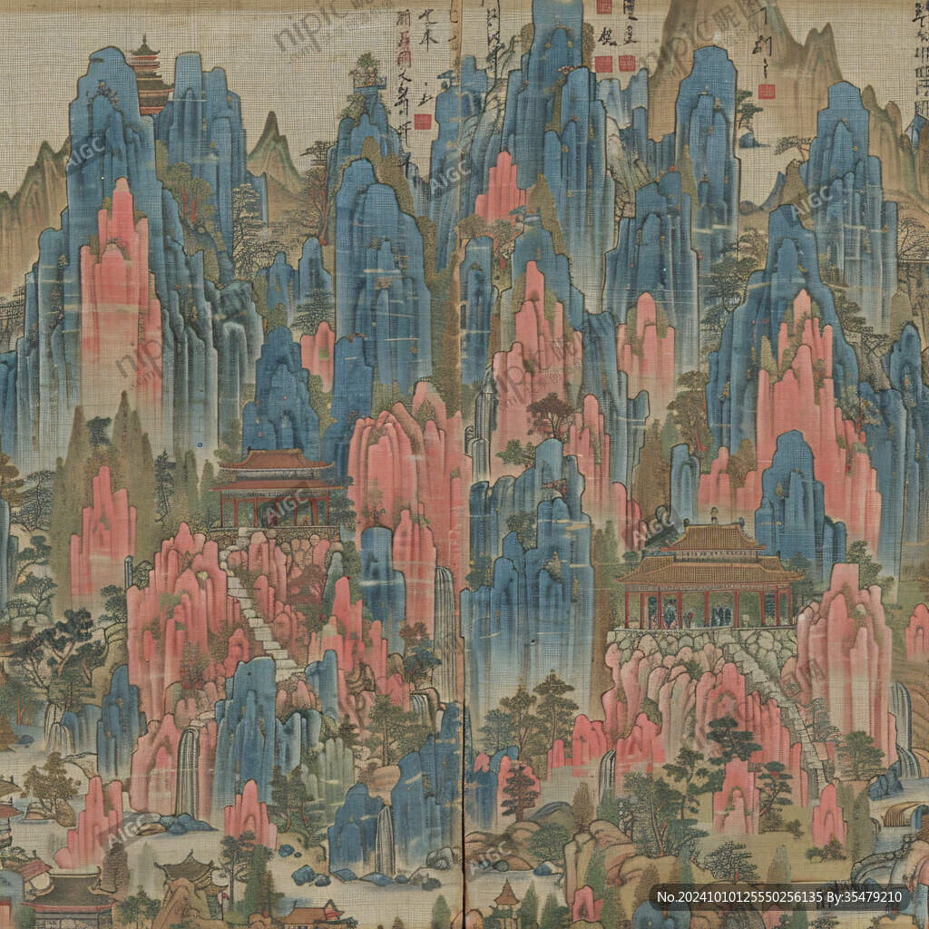 宫廷山水插画