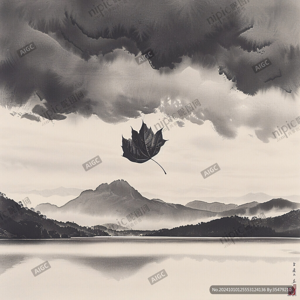 加拿大意境水墨山水画