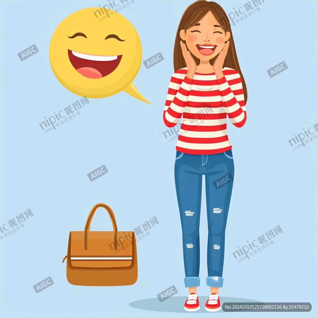 微笑女生女孩插画