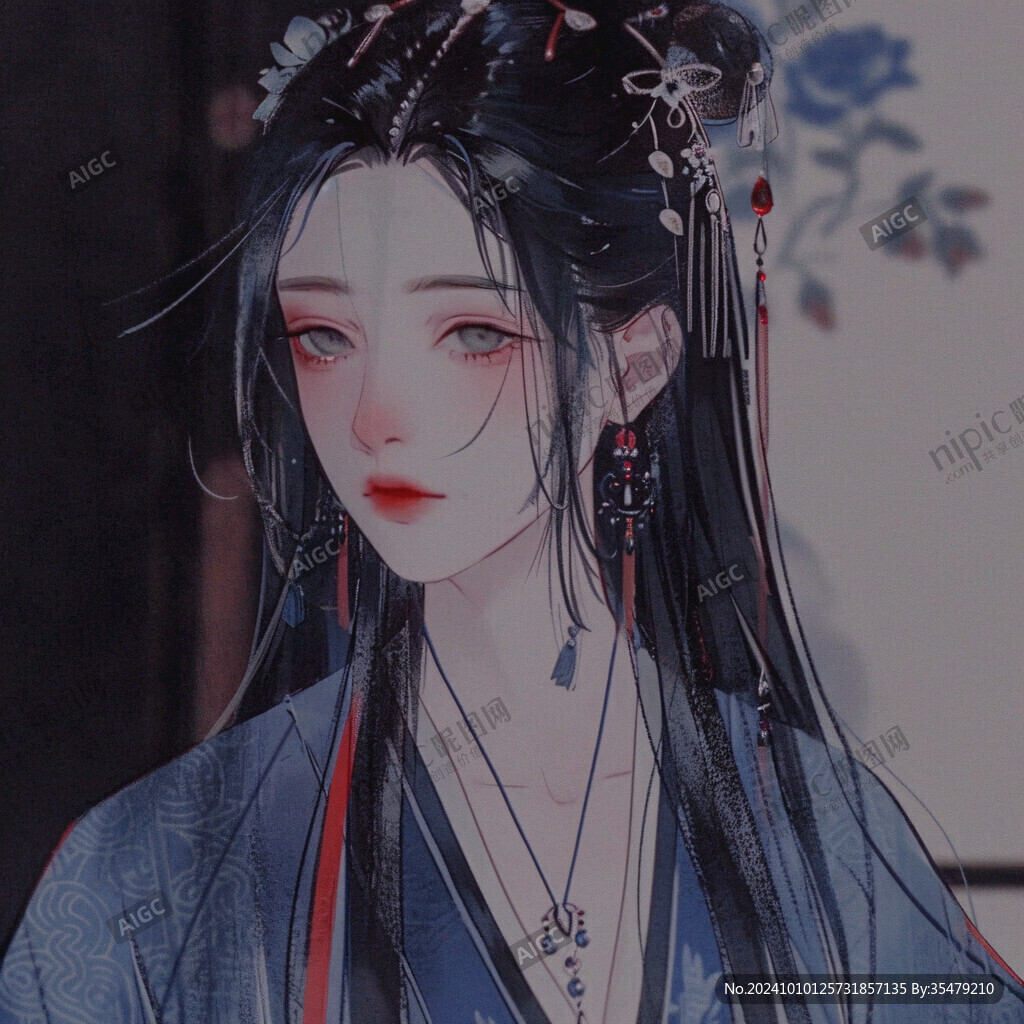 古风美女头像插画封面