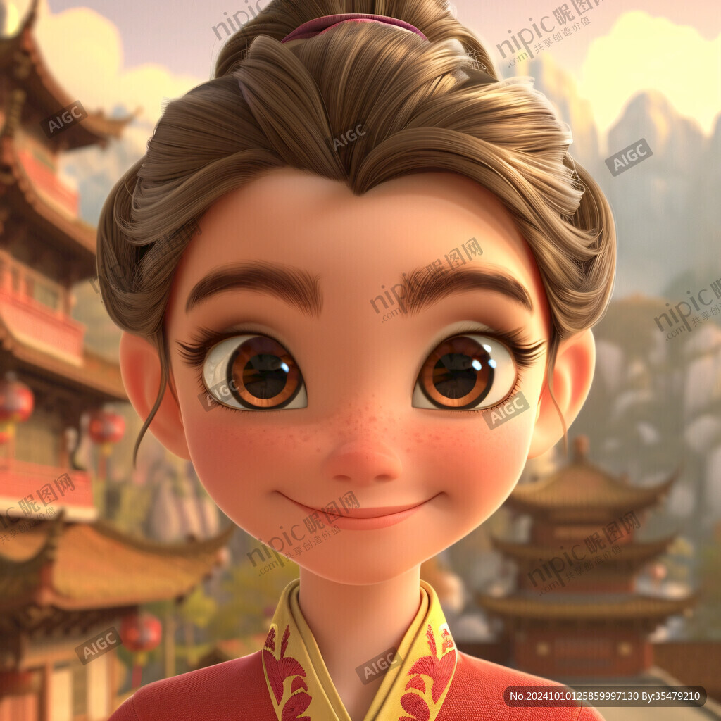 卡通中国风小女孩
