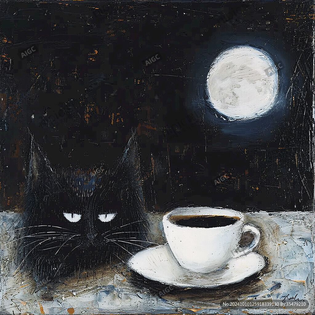 黑猫油画