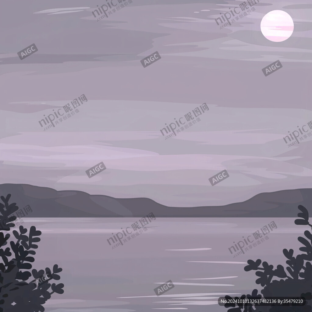 黄昏远山插画