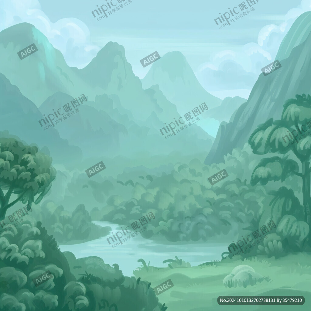 大自然山川插画