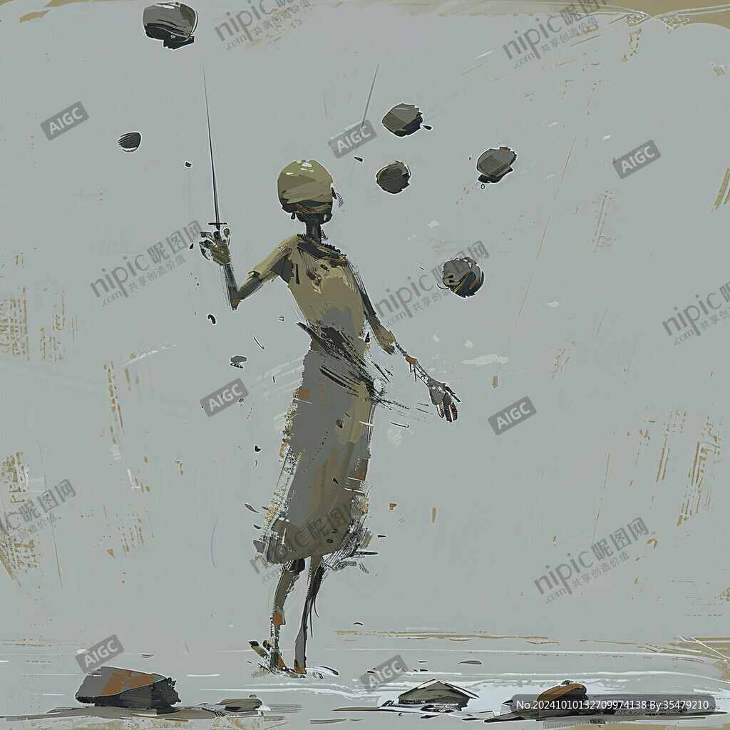 赶海女插画
