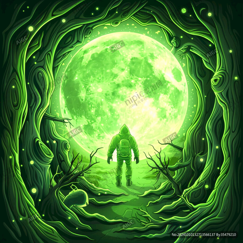 月色夜色梦幻森林背景