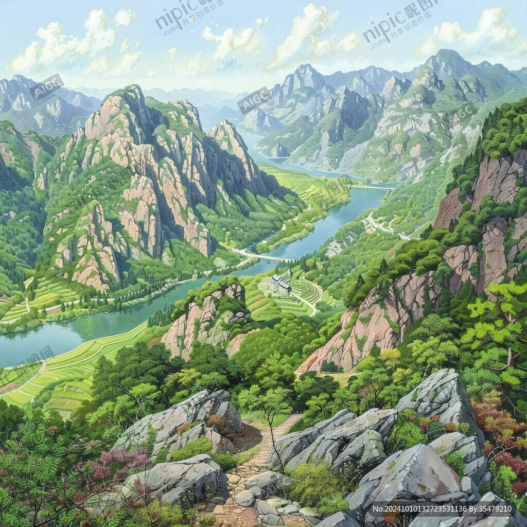 插画山水风景