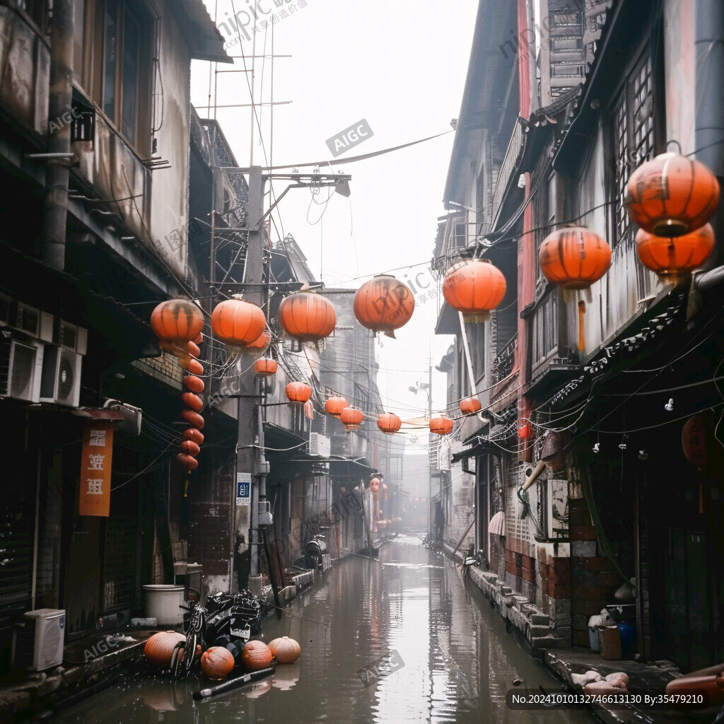 古街阴雨天