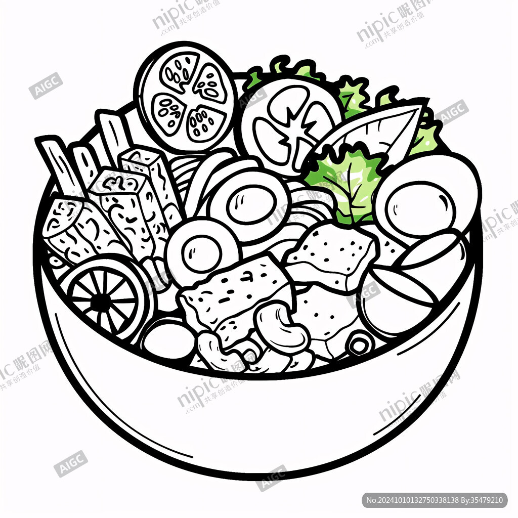 手绘麻辣烫食材