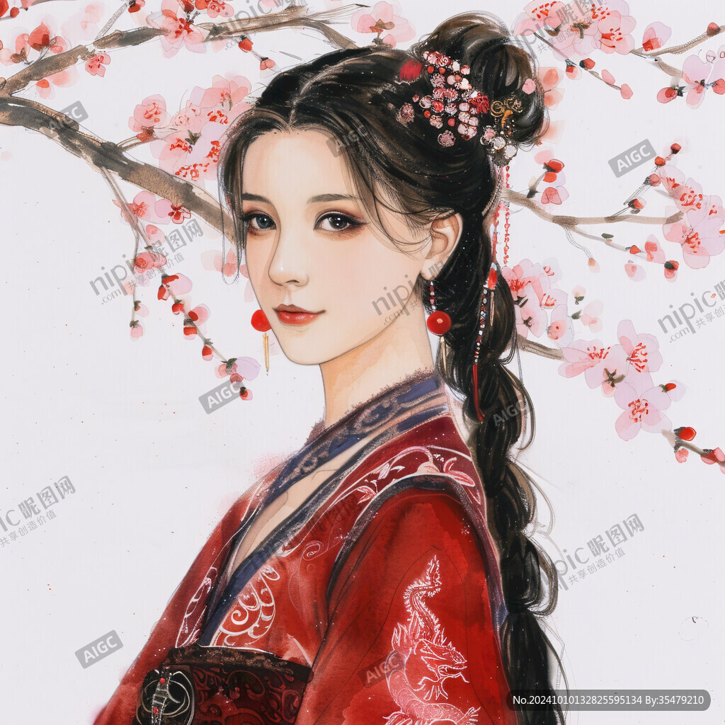 红衣少女设计古风