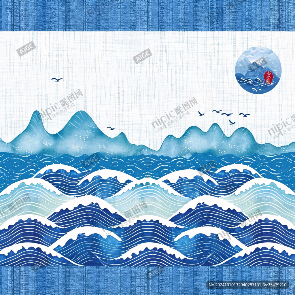 吉祥海水山崖纹