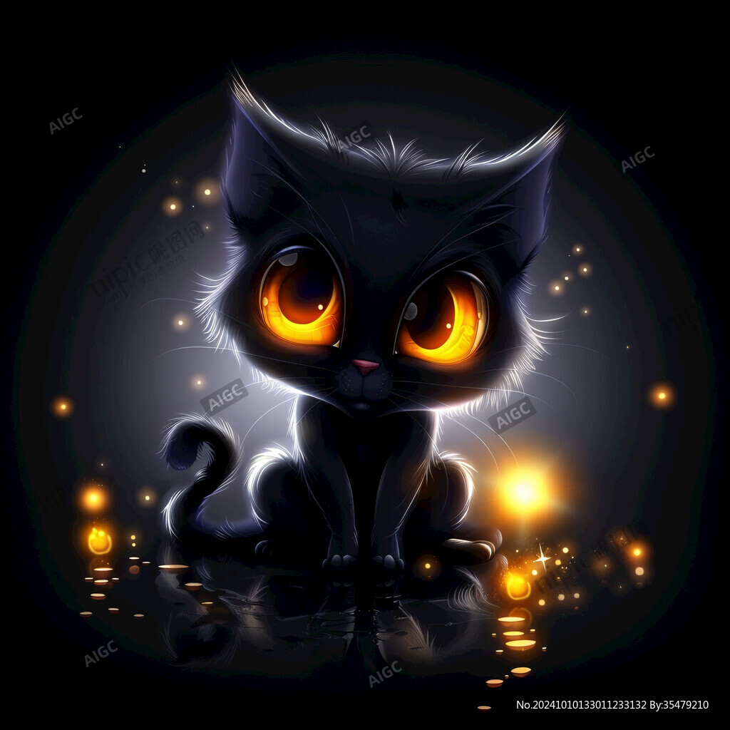 黑色猫猫星星海洋