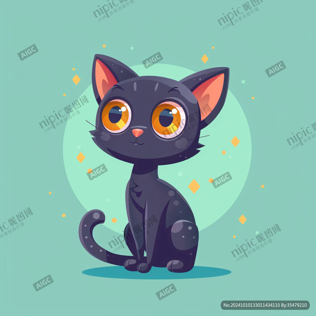 小黑猫插画