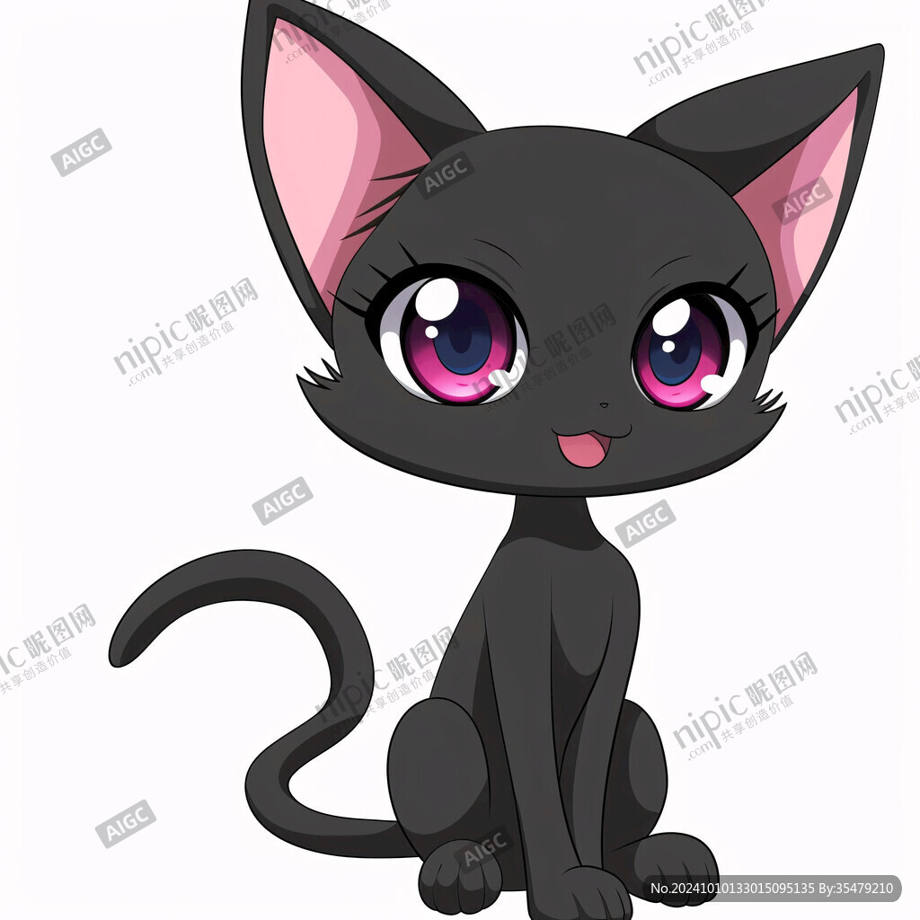 卡通小黑猫