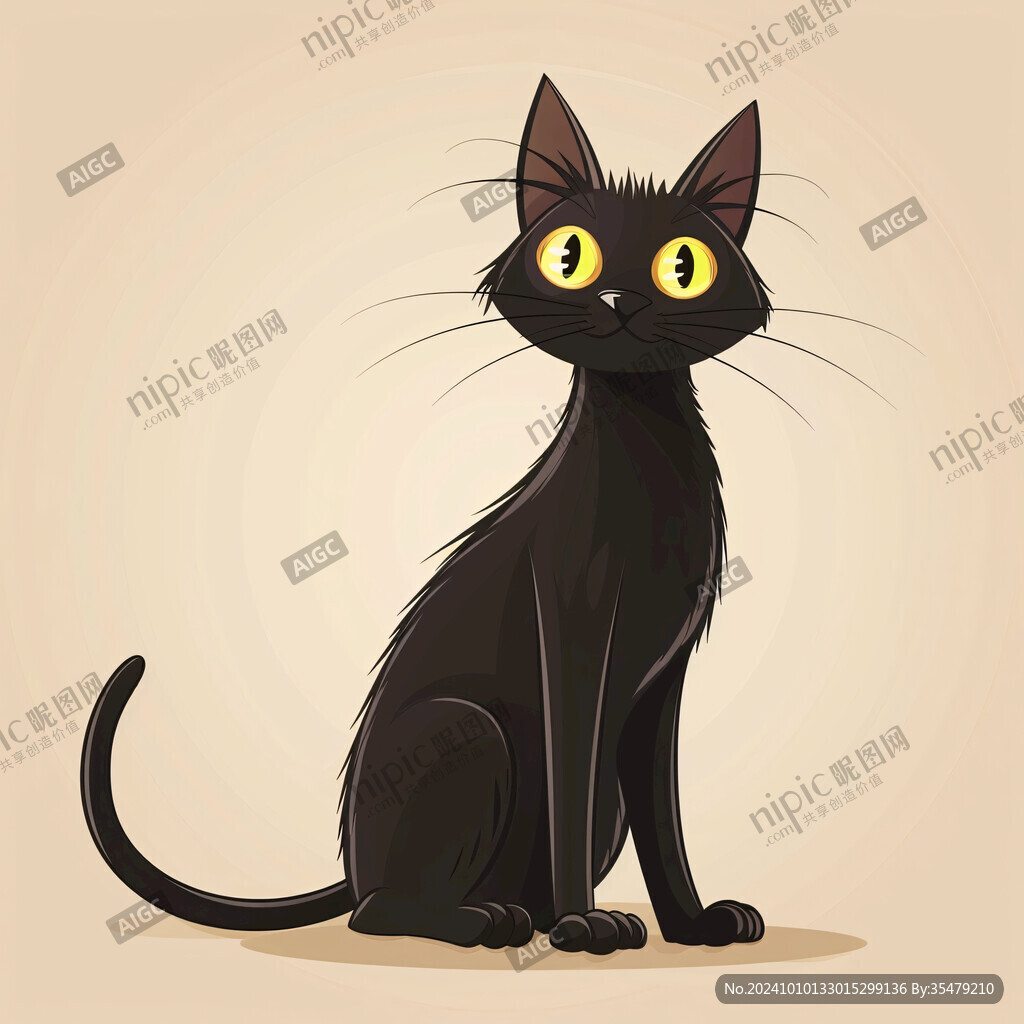 小黑猫插画