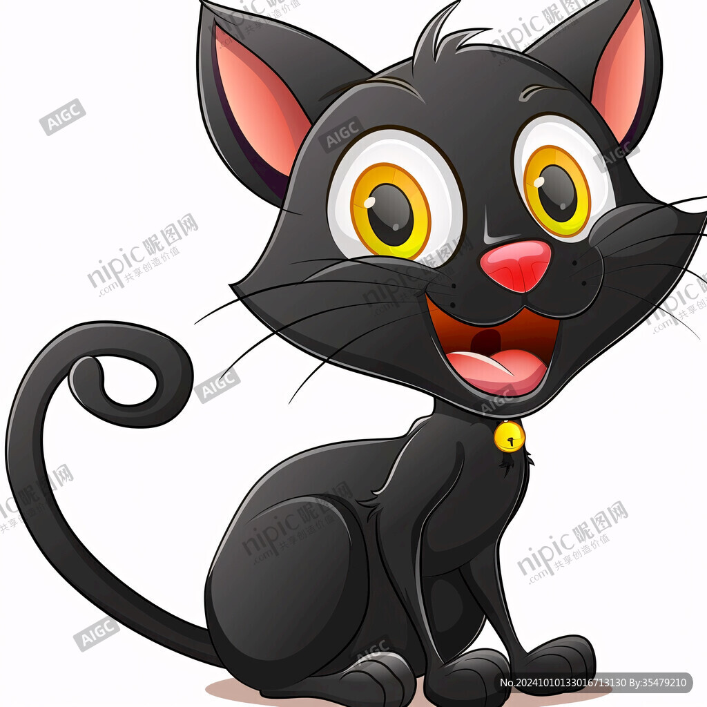 卡通小黑猫