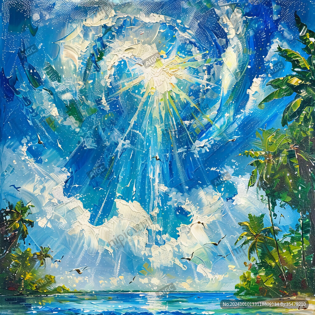 海天一色油画