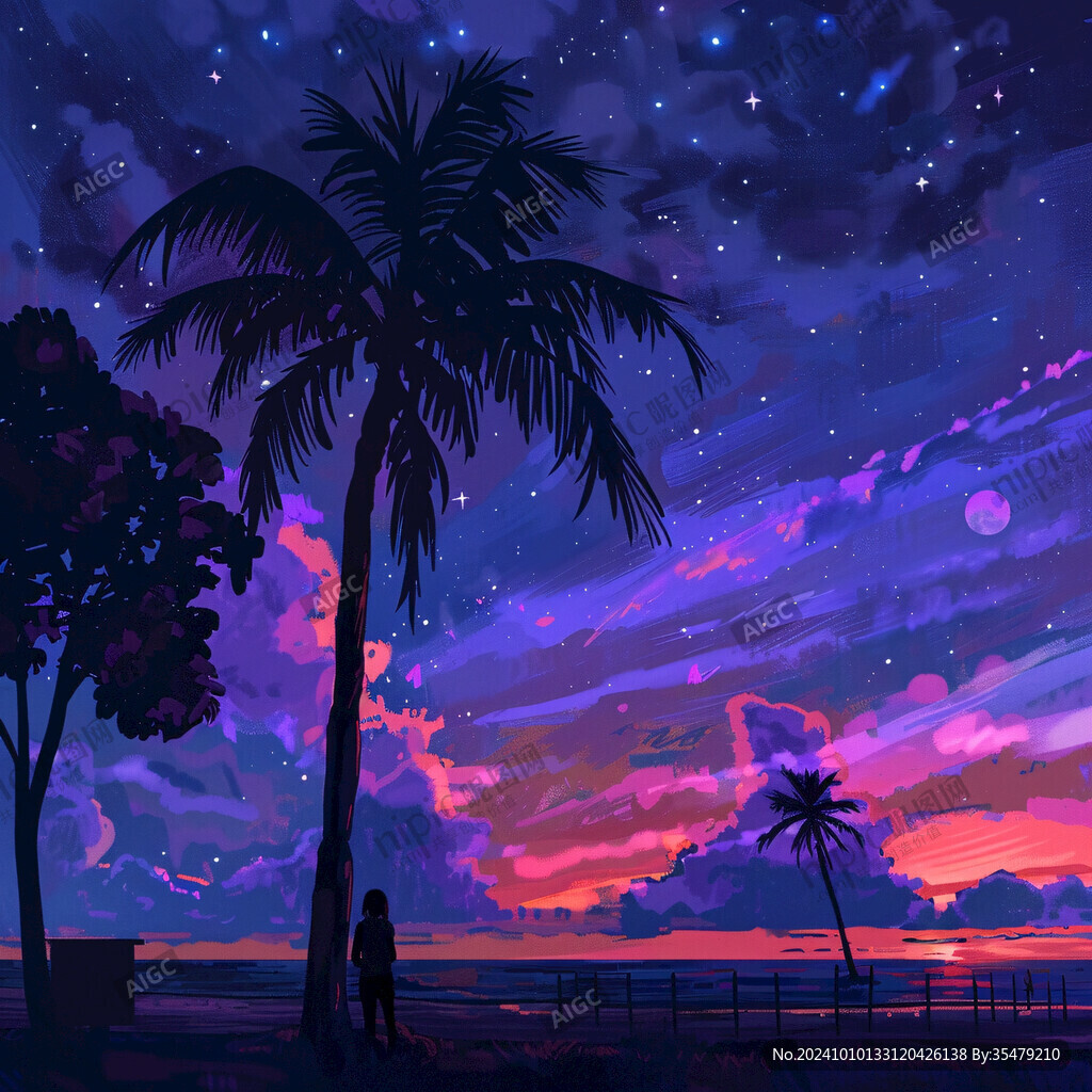 黄昏场景插画