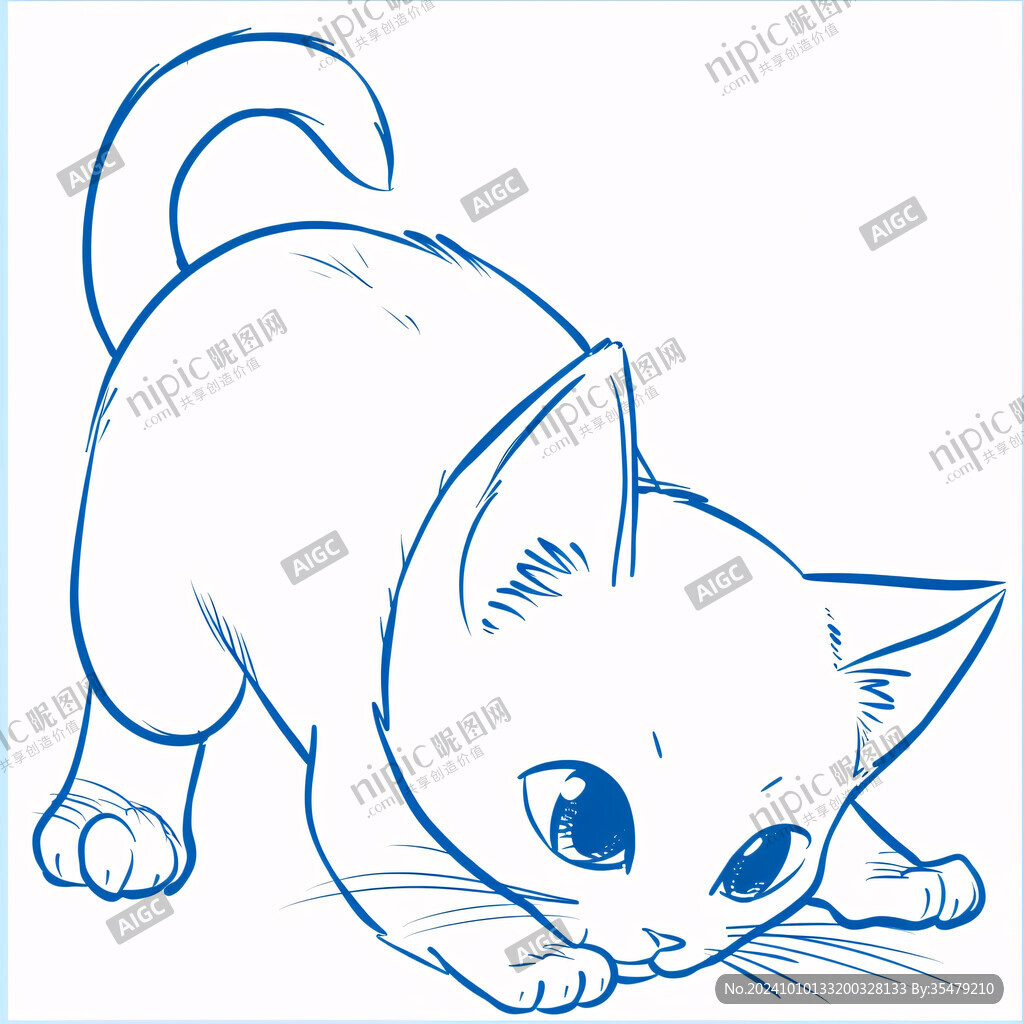 小猫简约线条图