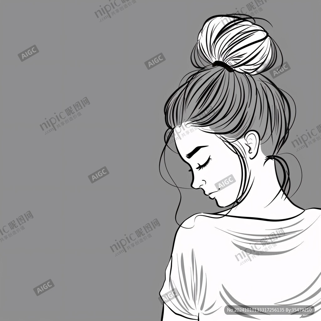 手绘女性侧脸