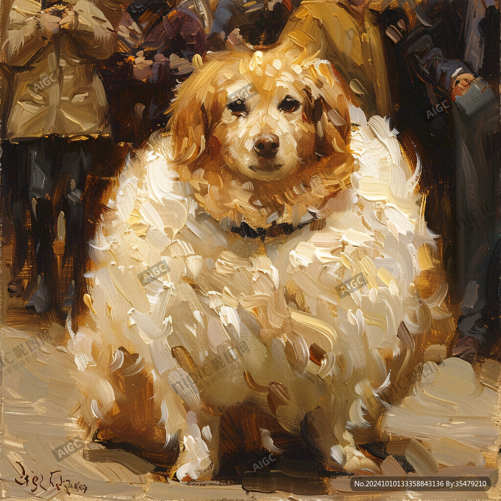 漂亮的狗狗油画