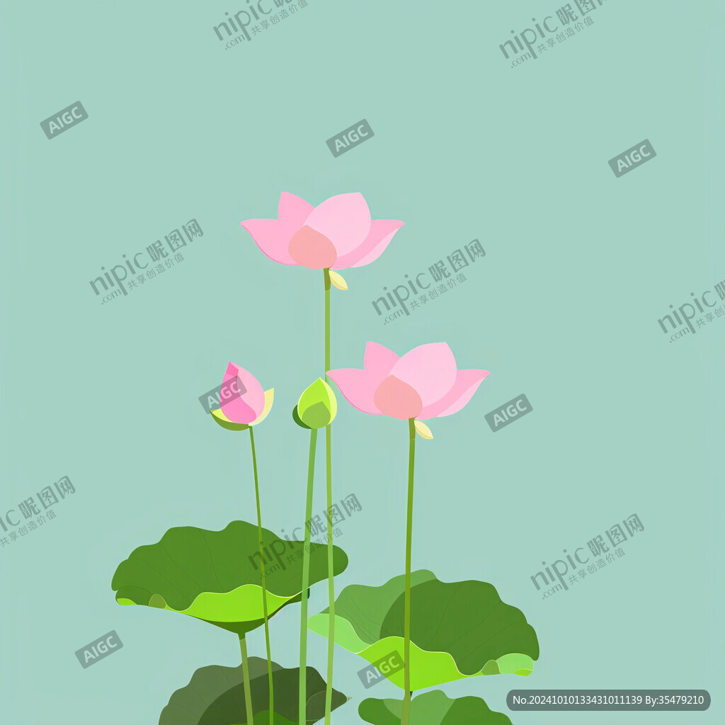 荷花荷叶扁平化