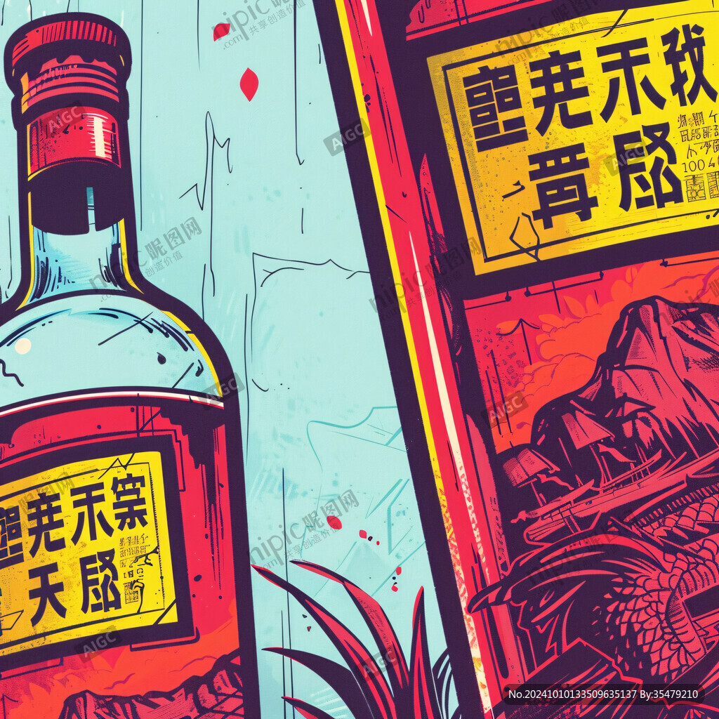酒业包装插画