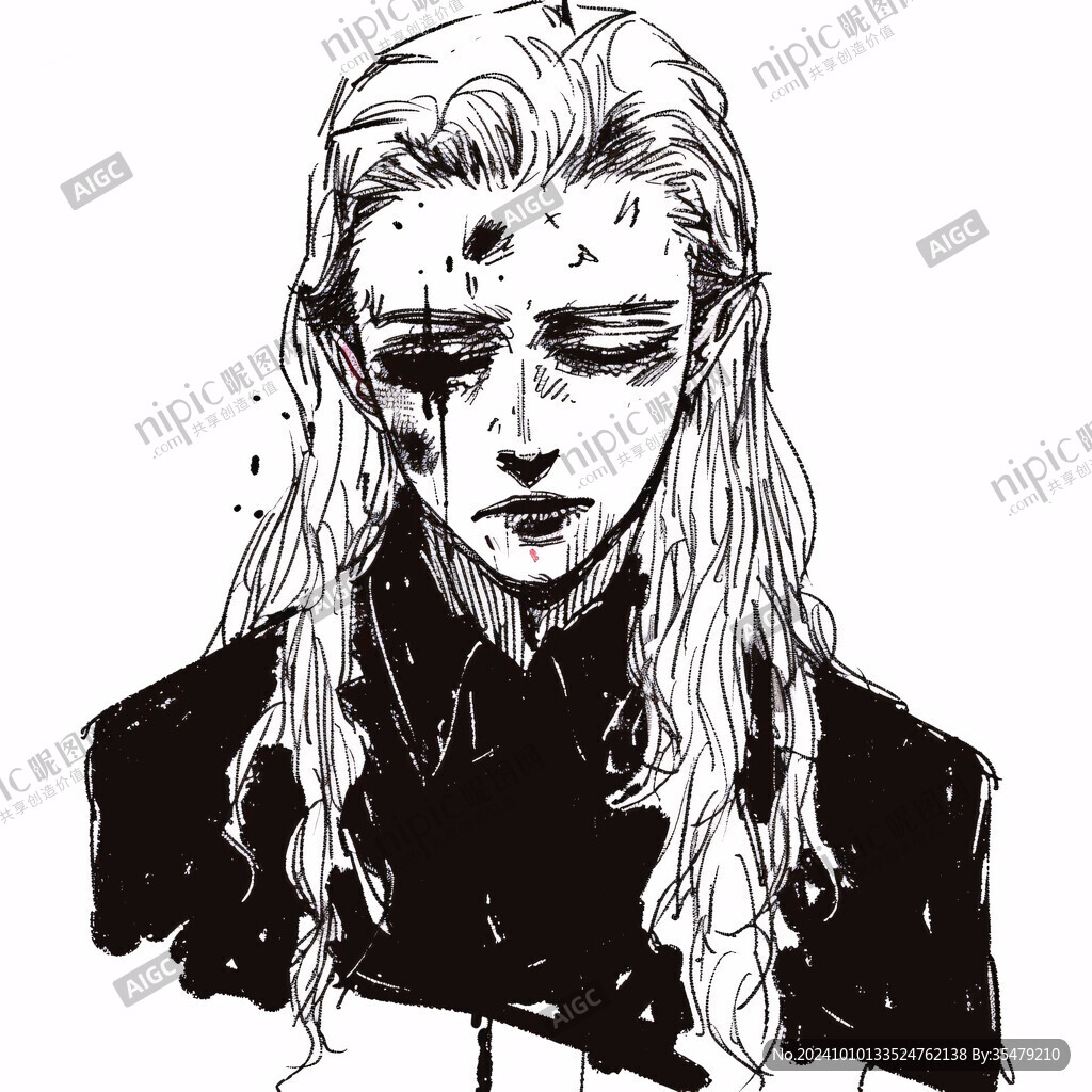 简约粗狂线条人物插画